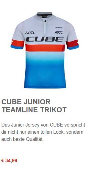 Cube JUNIOR Teamline Trikot kurzarm 2021