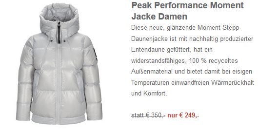 Peak Performance Moment Jacke Damen